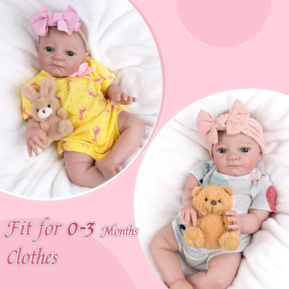 🆕20inch Soft Cloth Body Newborn Baby Poseable Limbs Pink Dress Baby Girl - Picture 4 of 7